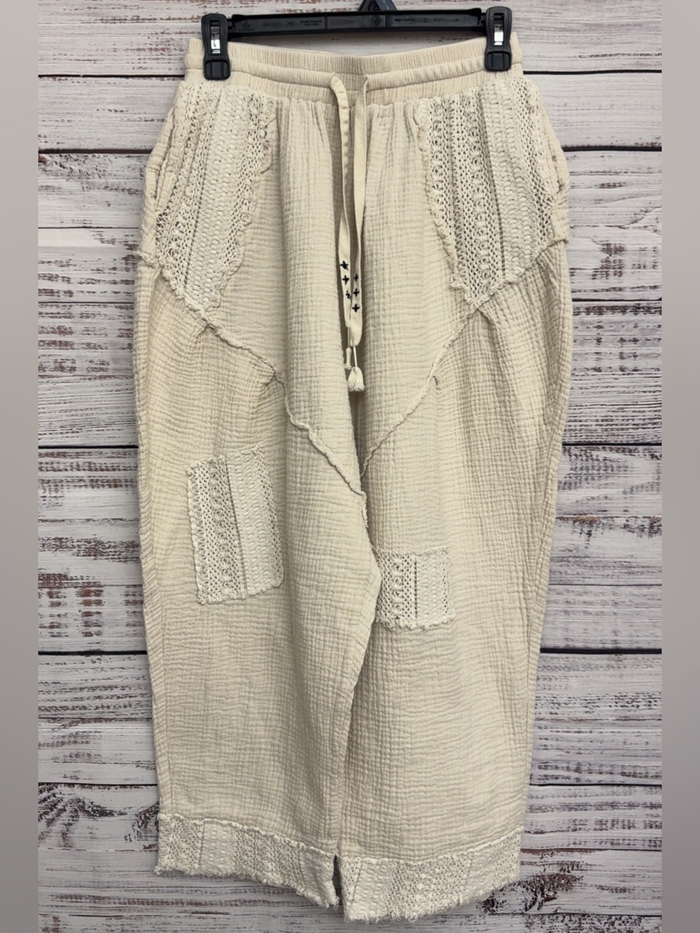 POL Crochet Patchwork Barrel Pants - Cream - Picture 2 of 7